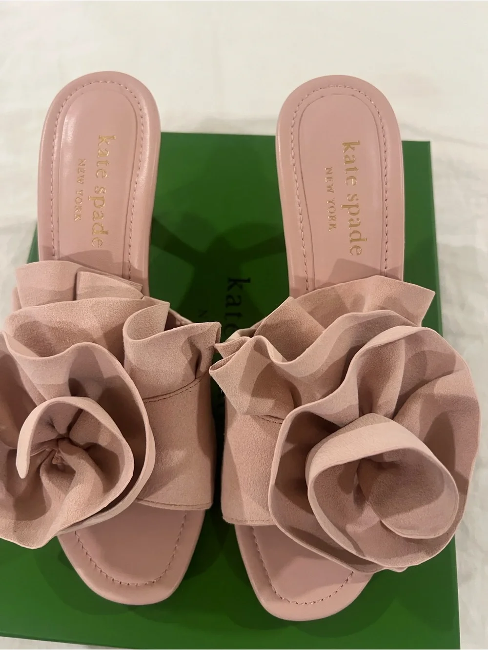 kate spade Powder Pink Ruffle Kitten Heel Mules - Picture 4 of 10